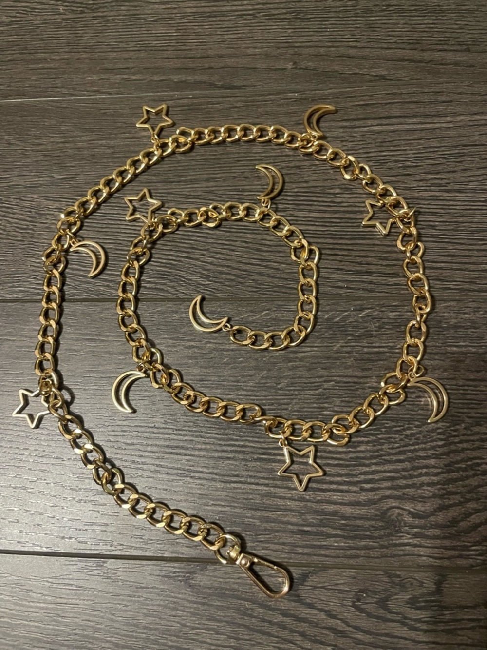 Gold Celestial Star & Moon Charm Chain Belt